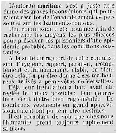 Commune 1871 éphéméride 28 mai Brest Les 11 pontons